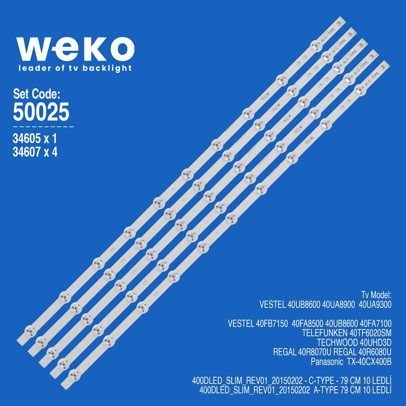 Vestel 40UA9300 40'' inç 5 Adet Tv Led Bar - Seyyar Elektronik